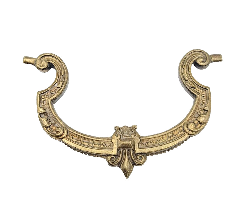 Vintage Single Brass Ornate Bail Pull for 4.25" Pull Handle Replacement 0082