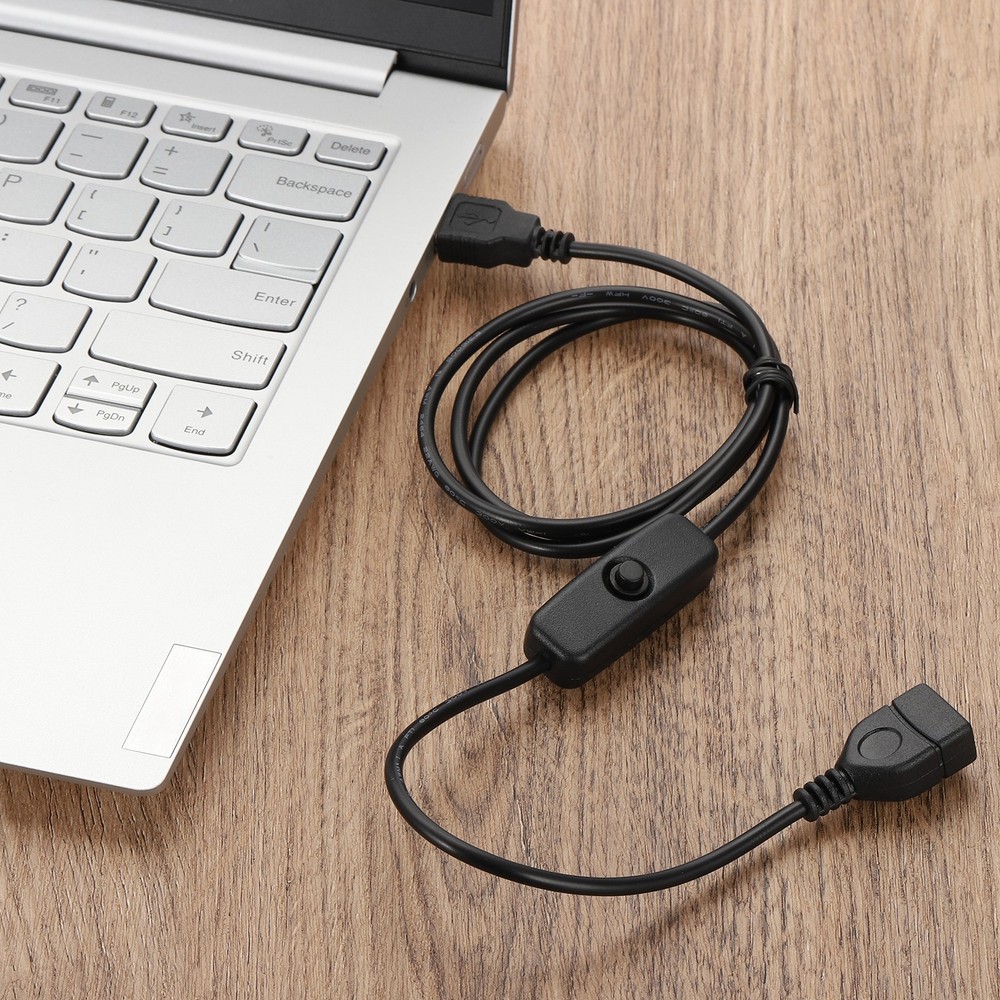 3.28ft USB Extension Cable with Switch 1pcs Button Switch Power Data Cable Black