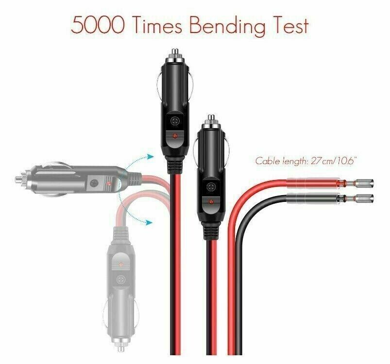 2Pcs Car Fused Cigarette Lighter Adapter Male Plug Replacement with LED Light