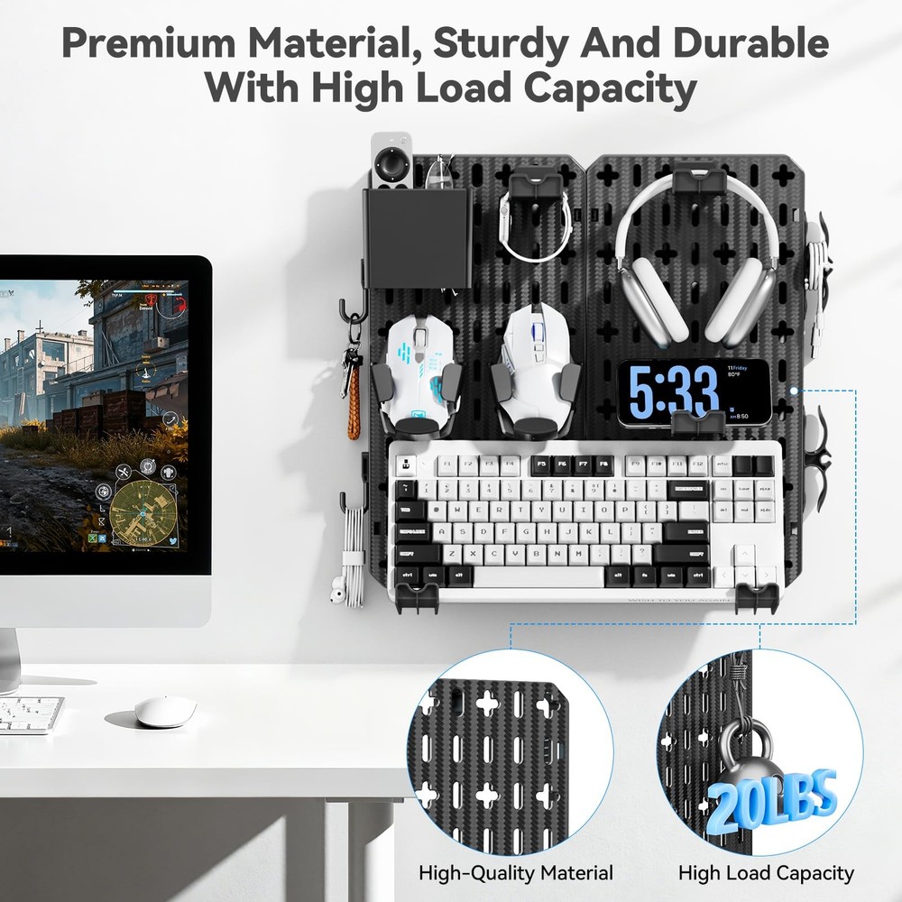 Keyboard and Mouse Display Stand Holder, Wall Mount Office Organization Pegbo...
