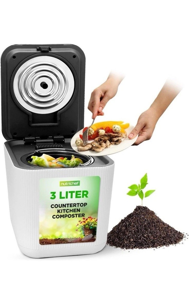 NutriChef Food Waste Bin - 3 Quart Compost Bin for