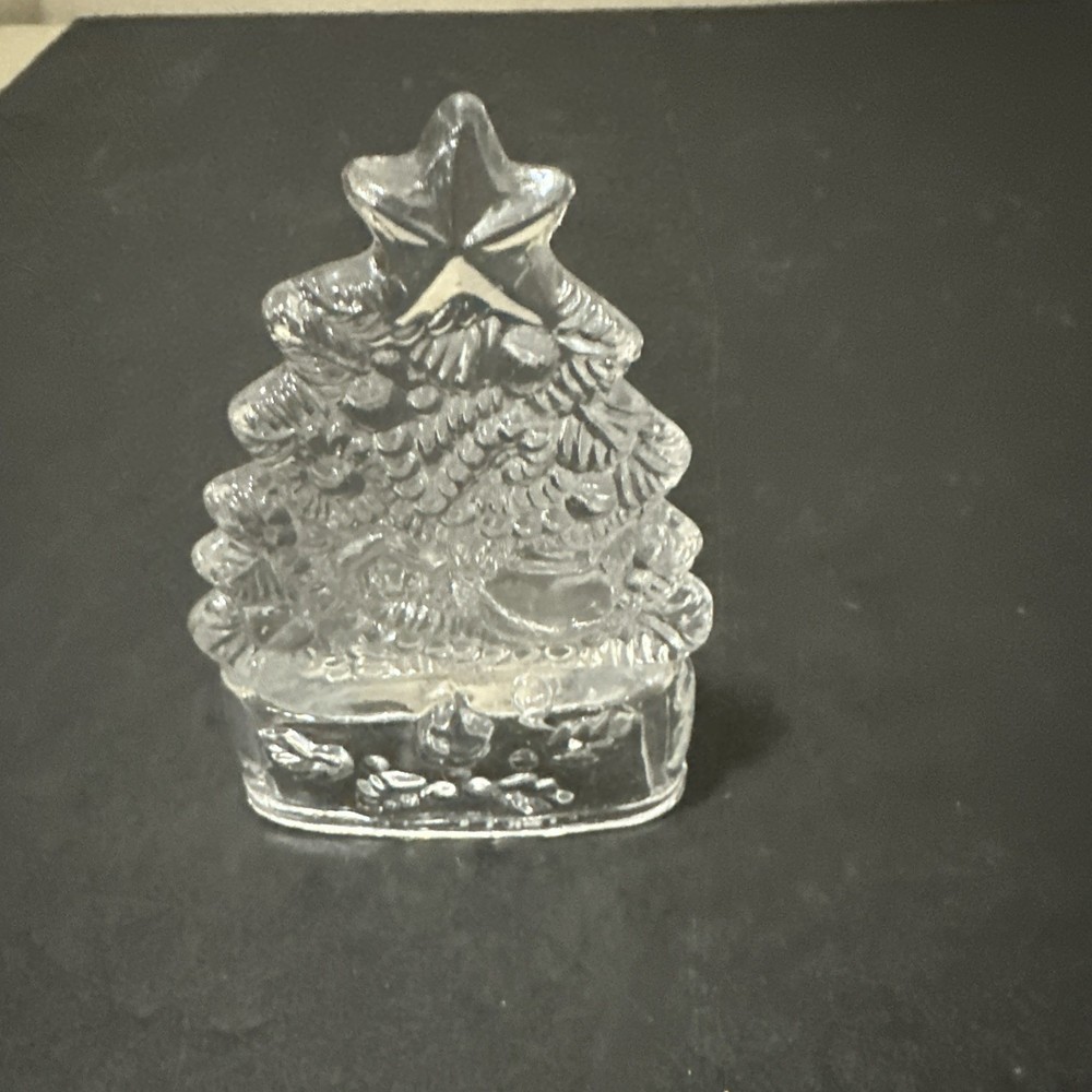 Pressed Glass Christmas Tree Tealight Candleholder