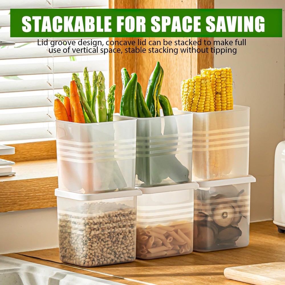3 Pack Refrigerator Organizer Box with Lid, Plastic Refrigerator Side Door St...