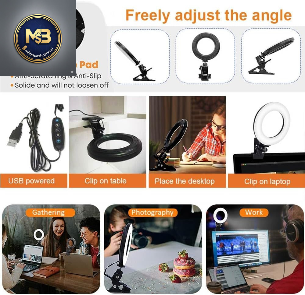 Dimmable Ring Light Video Conference Kit for Creators and Makeup (Black)
