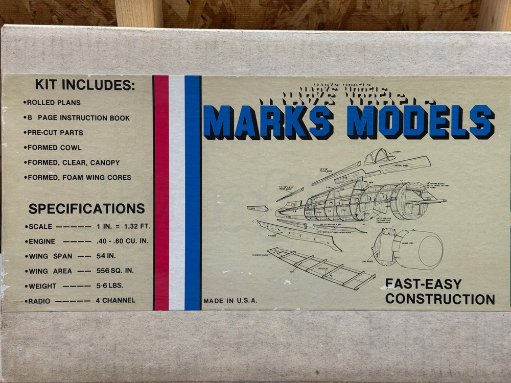*PARTIALLY CONSTRUCTED* Dynaflite Marks Models 54" Corsair RC Airplane Kit