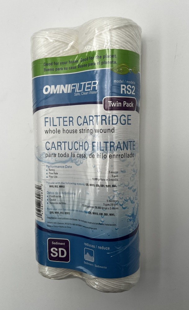 OMNIFILTER RS2-DS Whole House String Wound Filter 2-Pack Micron 9.75" x 2-1/2"