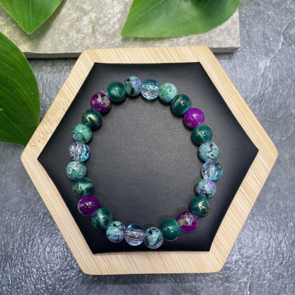 Handmade Bead Beaded Stackable 6.5” Plus Stretch Bracelet New Free Ship C1297