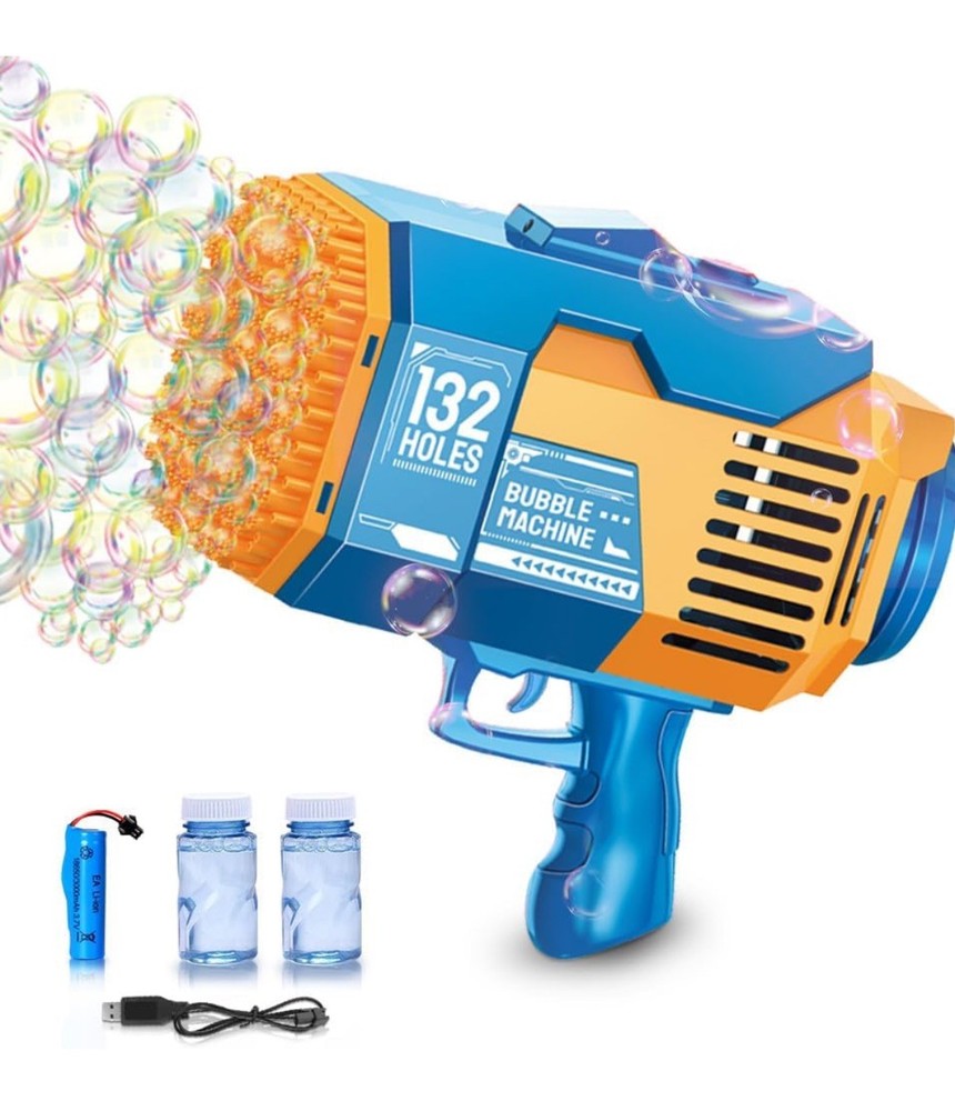 132 Hole Electric Automatic Light Bubble Machine Bubbles Gun for Children Kid