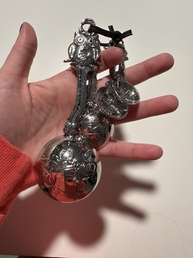 Measuring spoons Set Owls Silver Tone Very Pretty