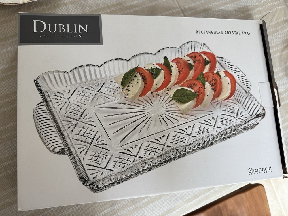 Dublin Collection Rectangular Rectangle Crystal Serving Tray Dish Decor Dining