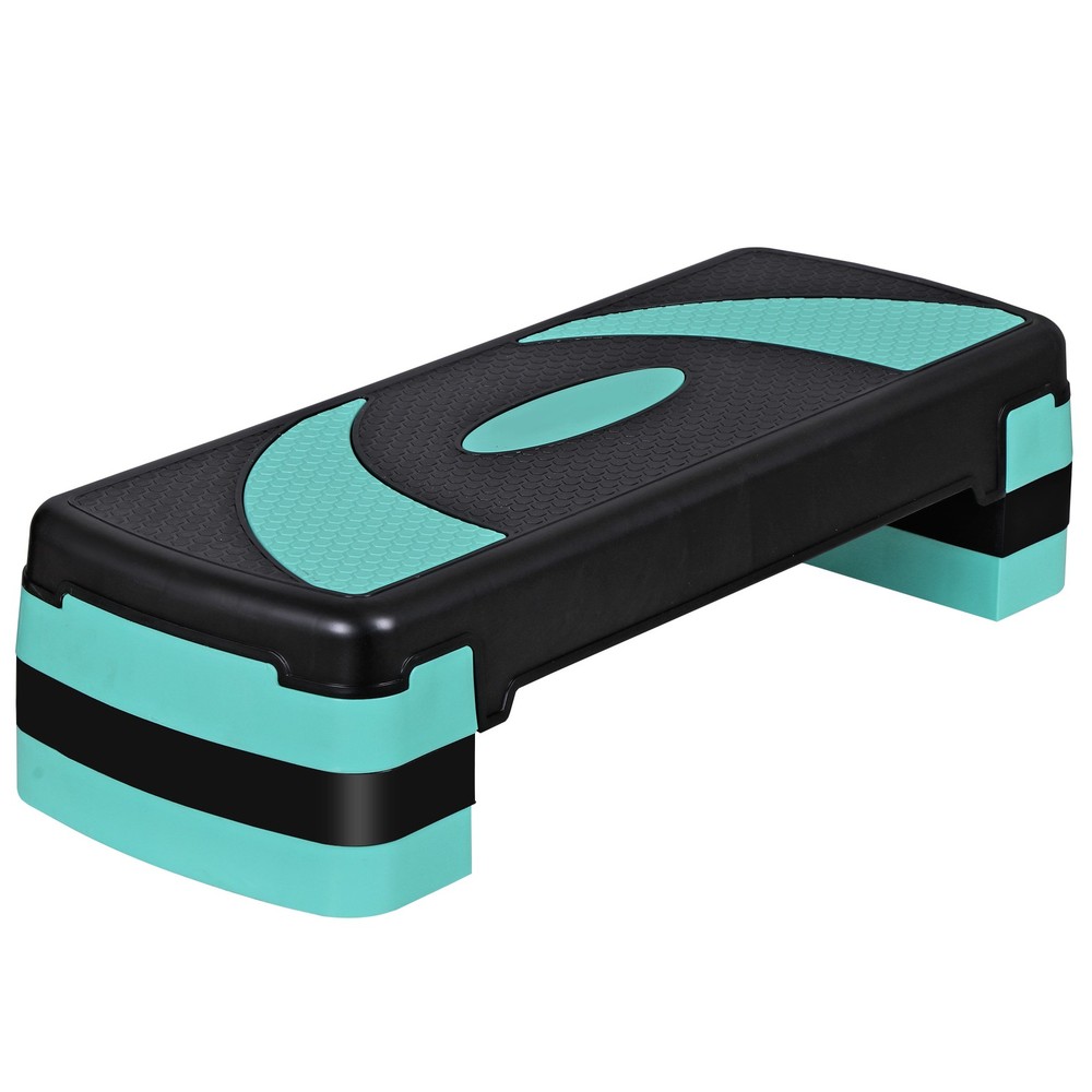 Aerobic Step Platform w/4 Stackable Riser Exercise Step Adjust 4"-6''-8'' Green