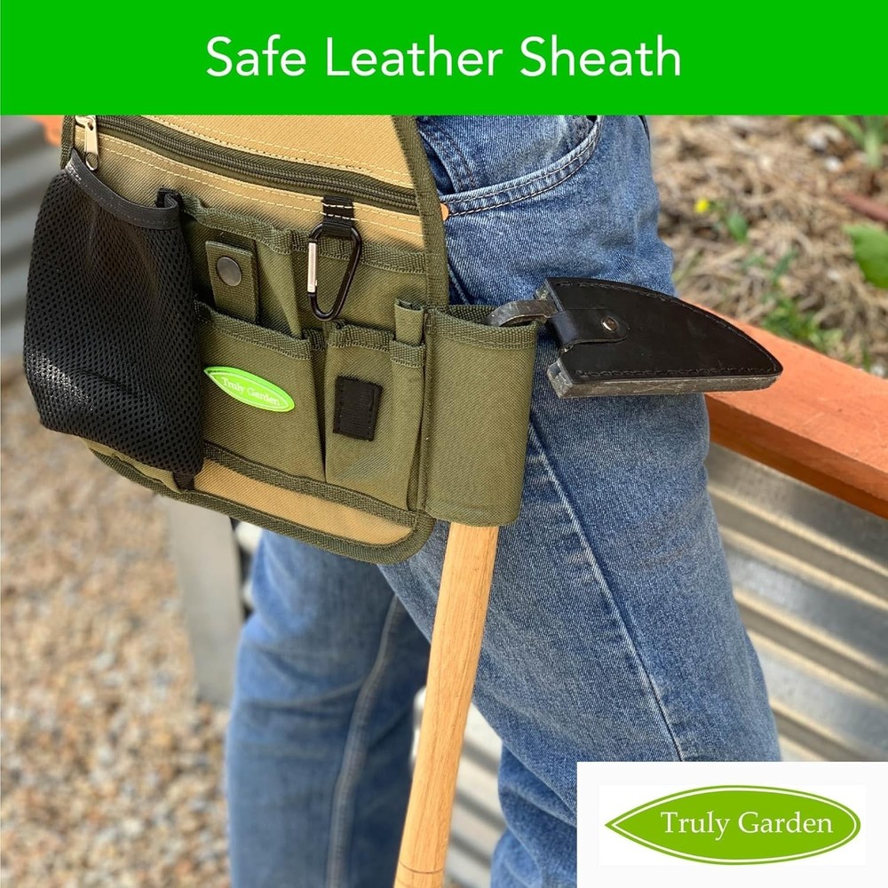Effortless Weeding Tool with Sharp Sickle & Leather Sheath