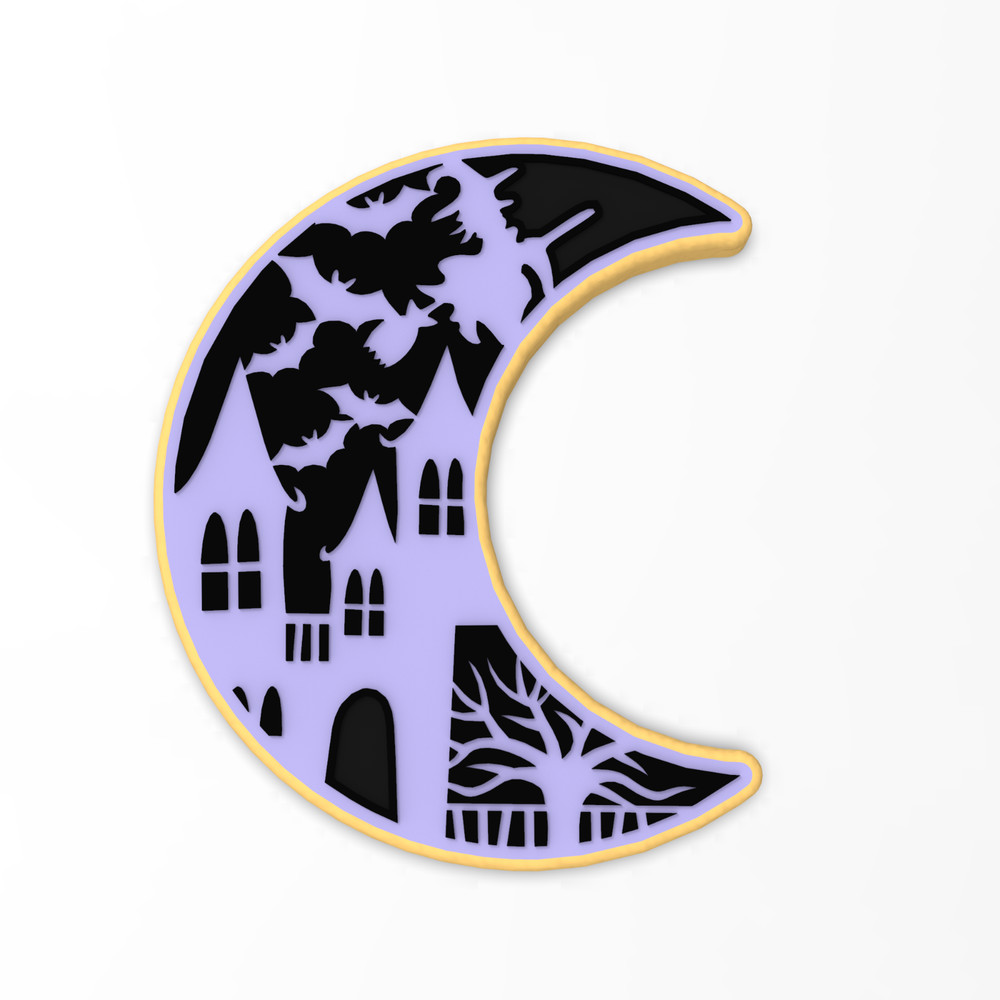 Halloween Moon Cookie Cutter & Stamp #1 | Shadow October Witch Haunted Scary