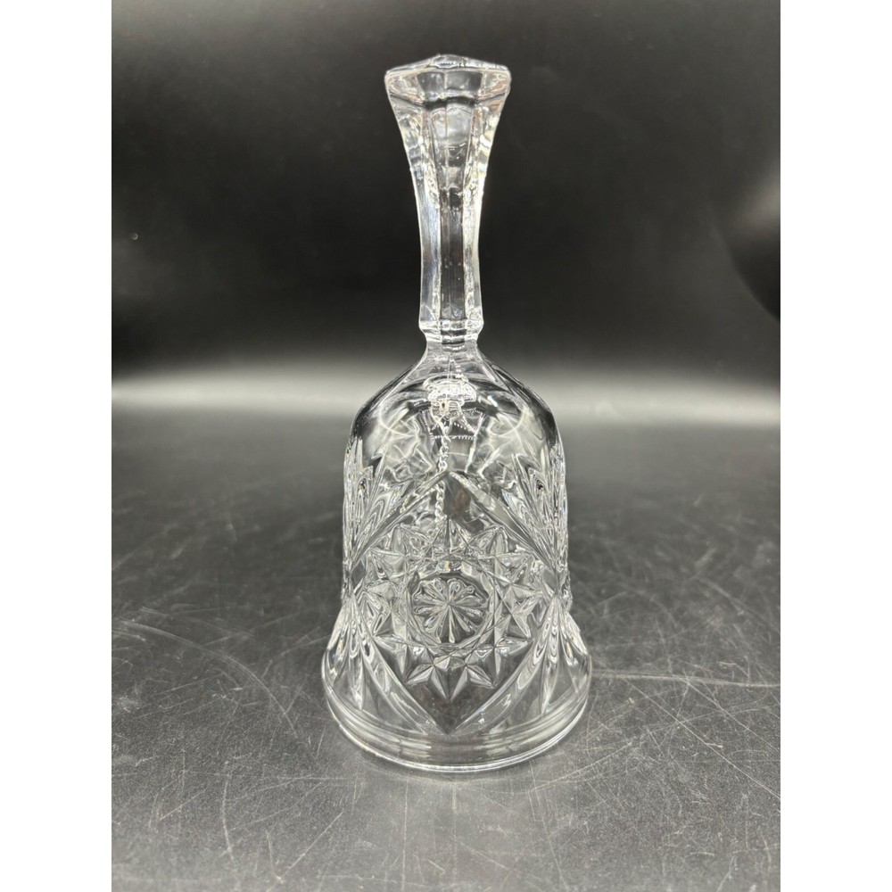 Vintage Lead Crystal Dinner Bell, Hand Bell 6.75" Tall