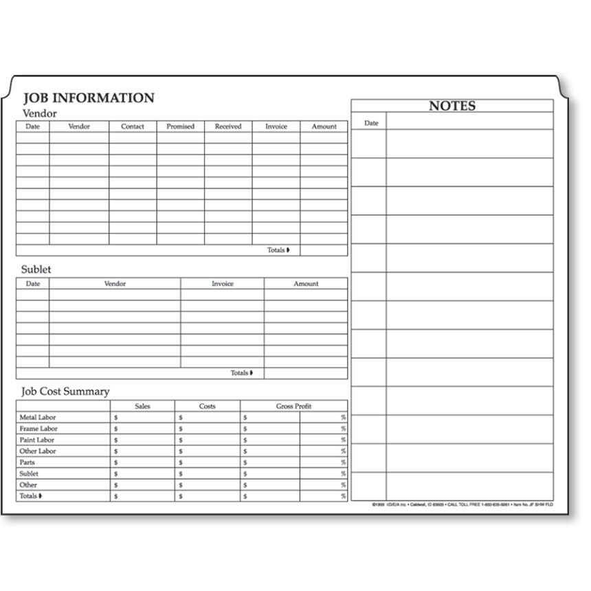 Job Folder Heavyweight 150 lb Color Coded (50)