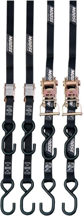 Moose Utility Heavy-Duty Tie-Down Straps Quad Pack Black 4-Pack