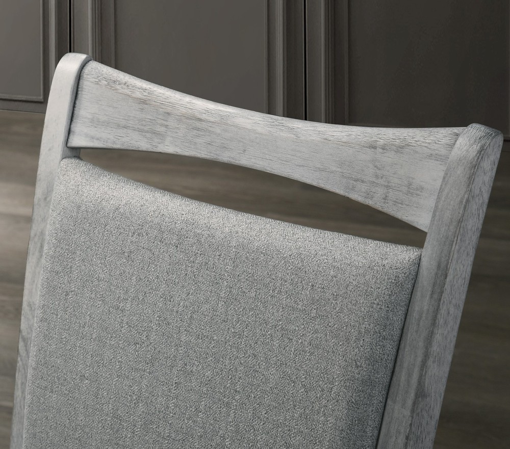 Upholstered Turned Leg Dining Chairs, Set of 2, Rustic White