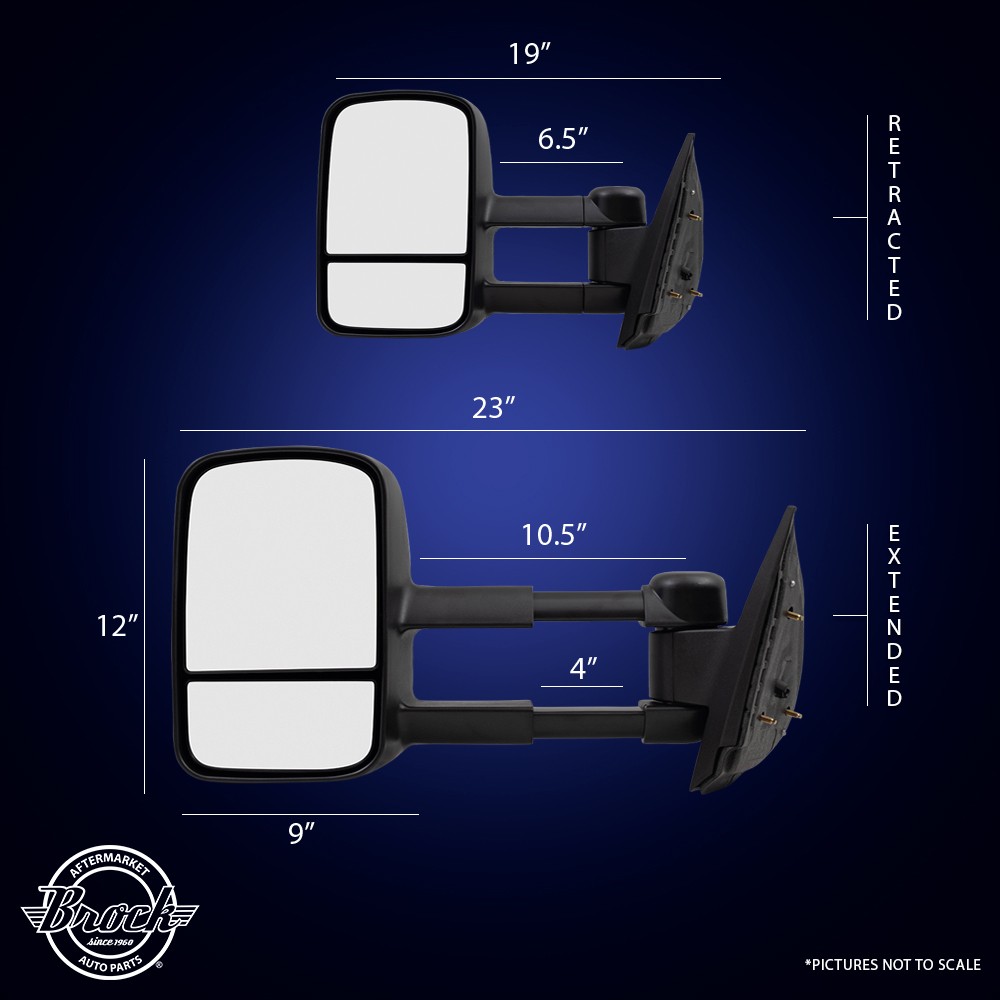 Fits 2007-2013 Silverado 1500 Manual Tow Mirror Extendable Manual Fold Set