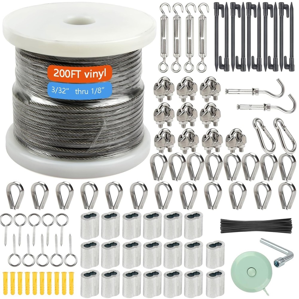 1/8" Stainless Steel Cable Wire Kit - Easy Install & Rust Resistant for All Uses
