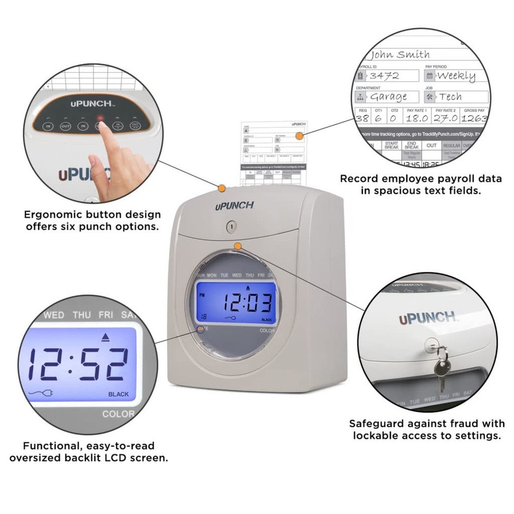 uPunch HN4500 Advanced Calculating Time Clock Bundle for Small Business: Comp...