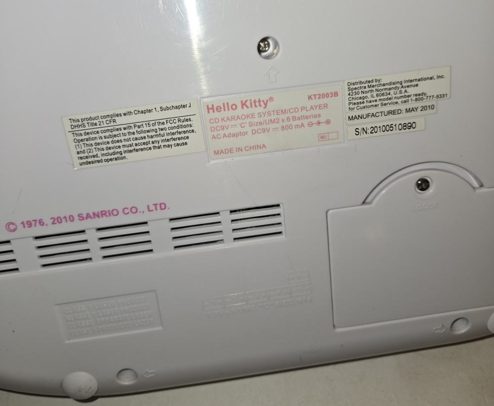 Hello Kitty KT2003B Karaoke System CD Player with 1 Microphone - Tested Working