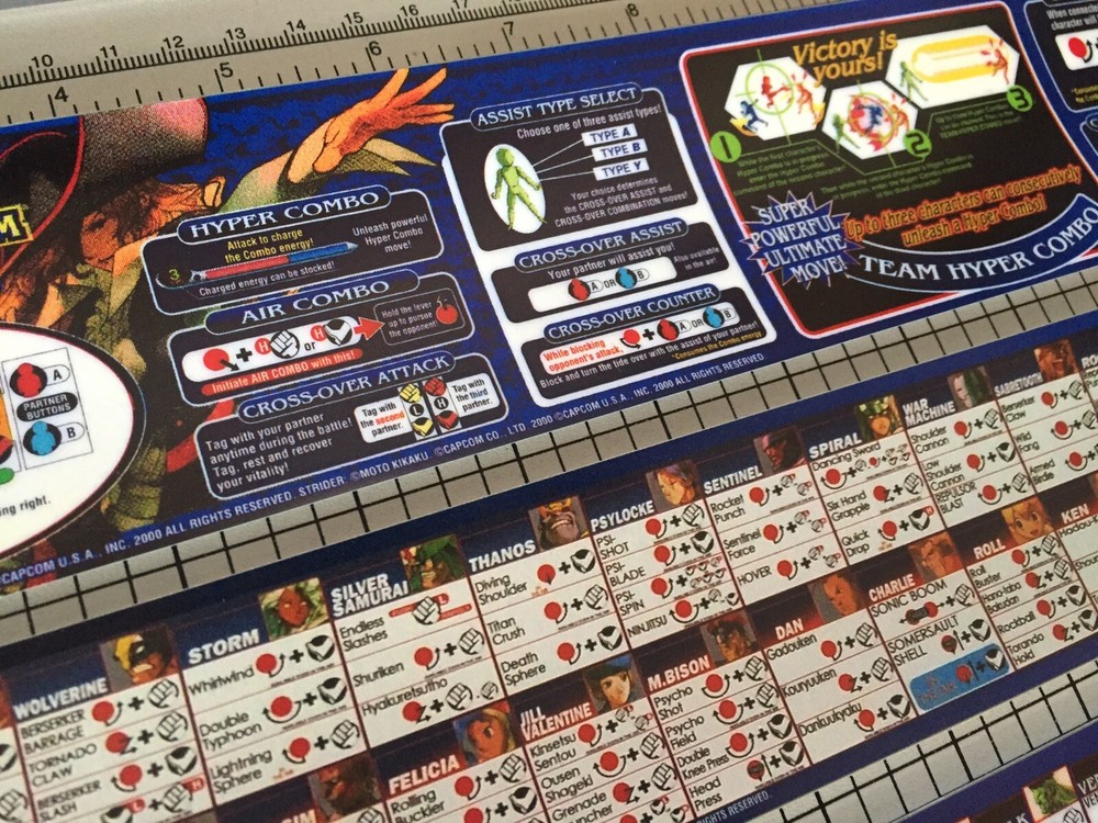 Marvel Vs Capcom 2 Arcade Moves List/Instruction Sheet Stickers