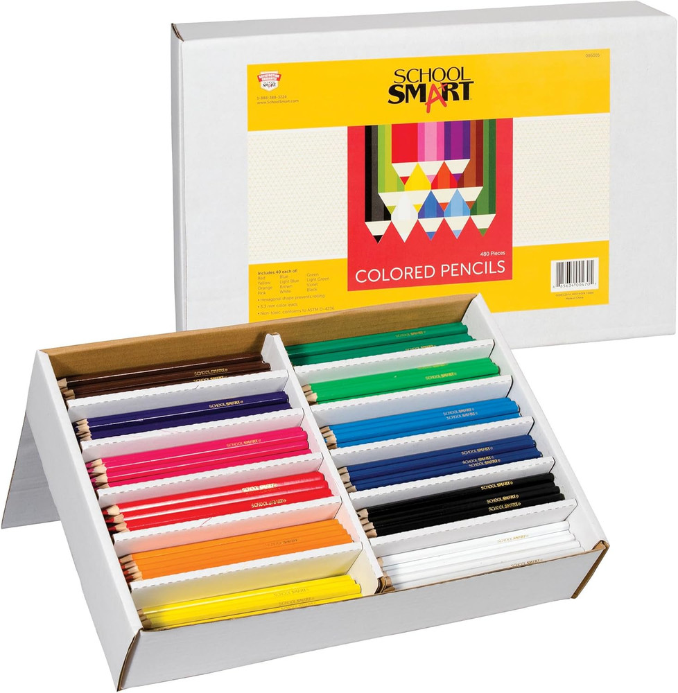 Colored Pencil Classroom Pack, Assorted Colors, 480 Pencils