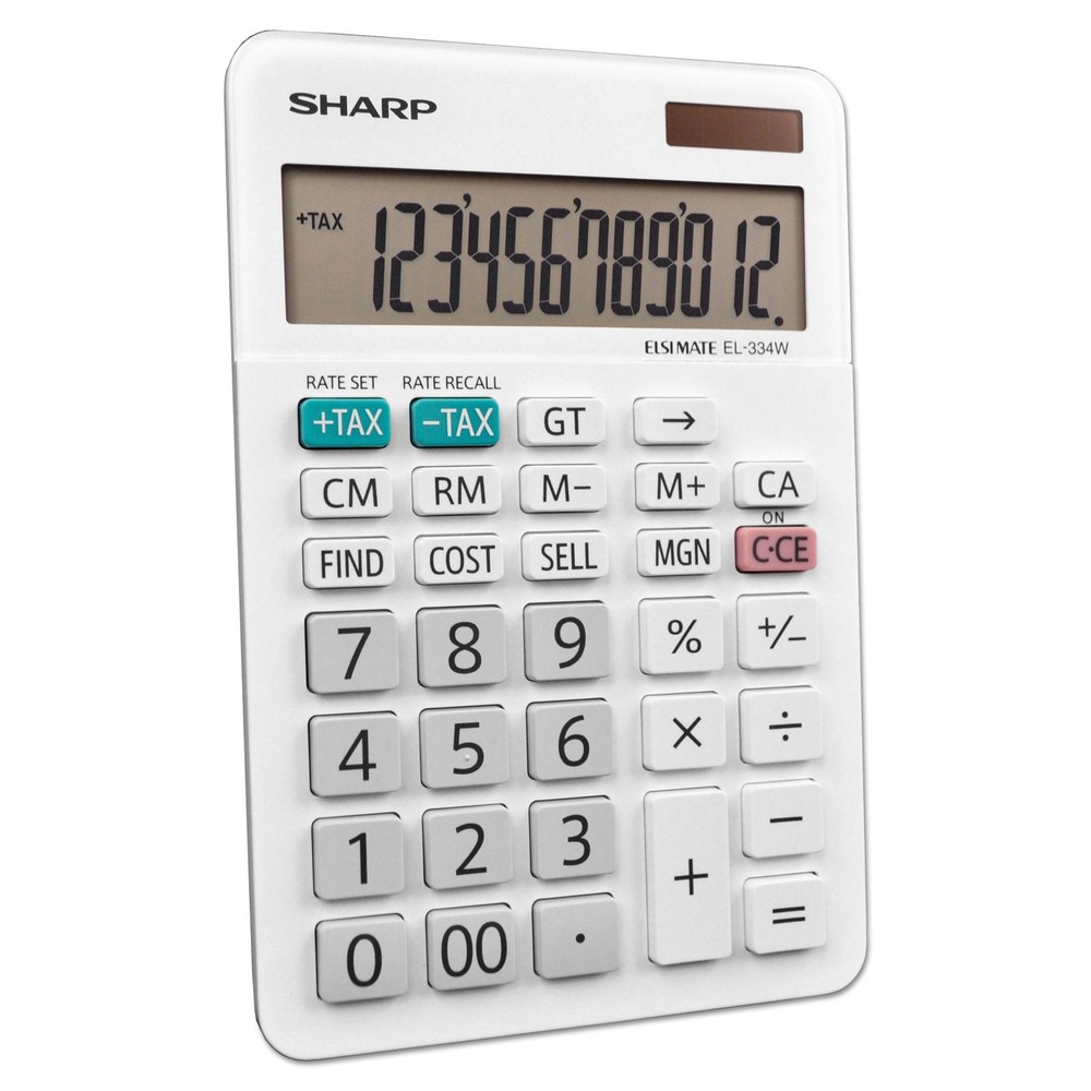 Sharp® EL-334W Large Desktop Calculator, 12-Digit LCD