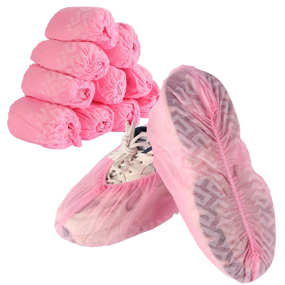 Pink 100 Pack Non-Slip Disposable Shoe Covers Premium Boot Protector Booties