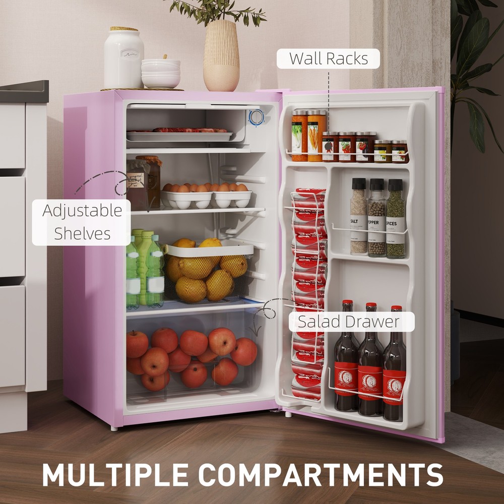 3.2 Cu.Ft Compact Refrigerator with Adjustable Thermostat, Pink