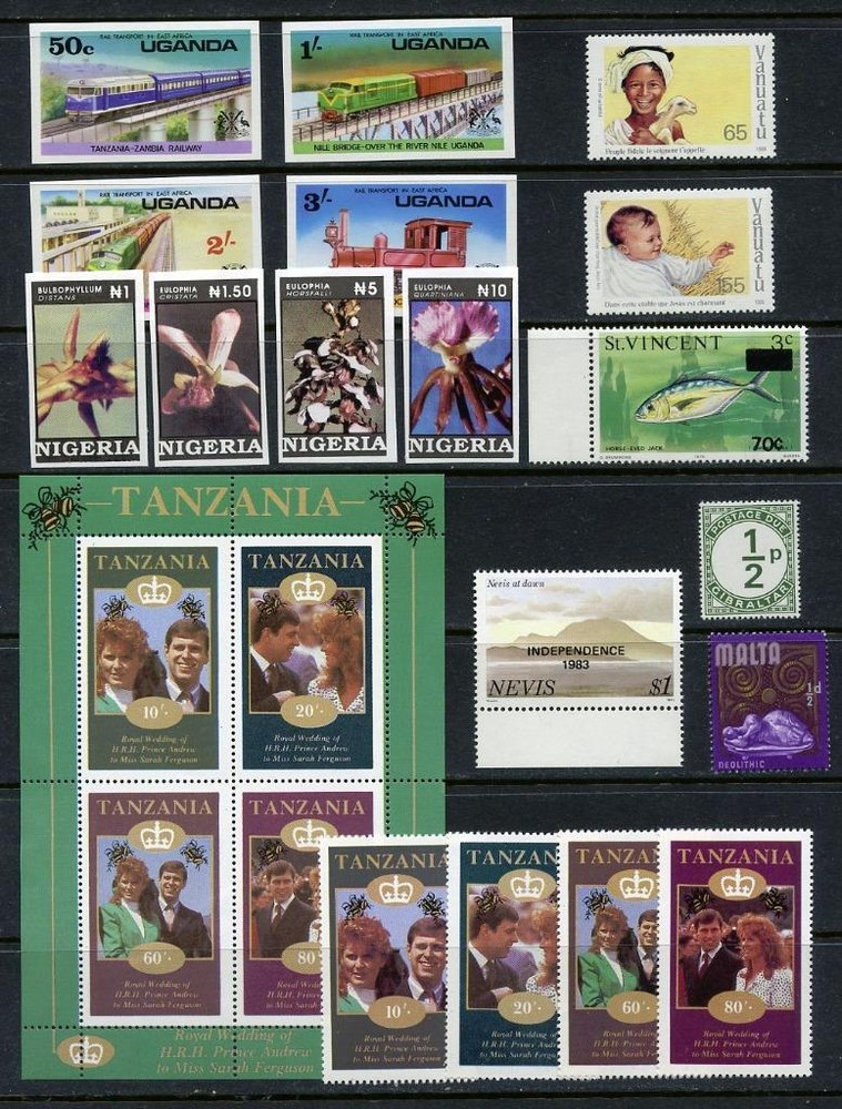 Commonwealth QEII Stamp Varieties inc Unissued, Imperf, Offset, Misplaced etc
