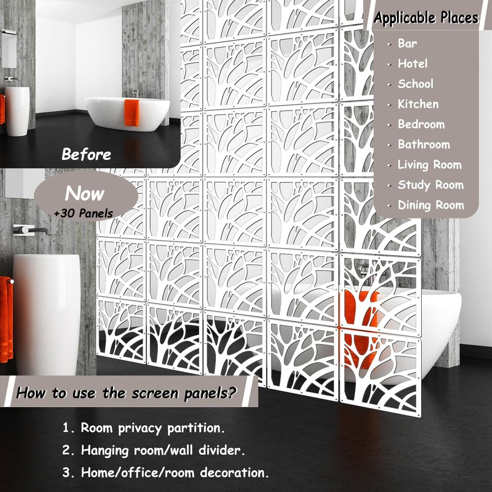 10 Pcs Wood-Plastic Hanging Room Divider Panel Thick Partition Screen