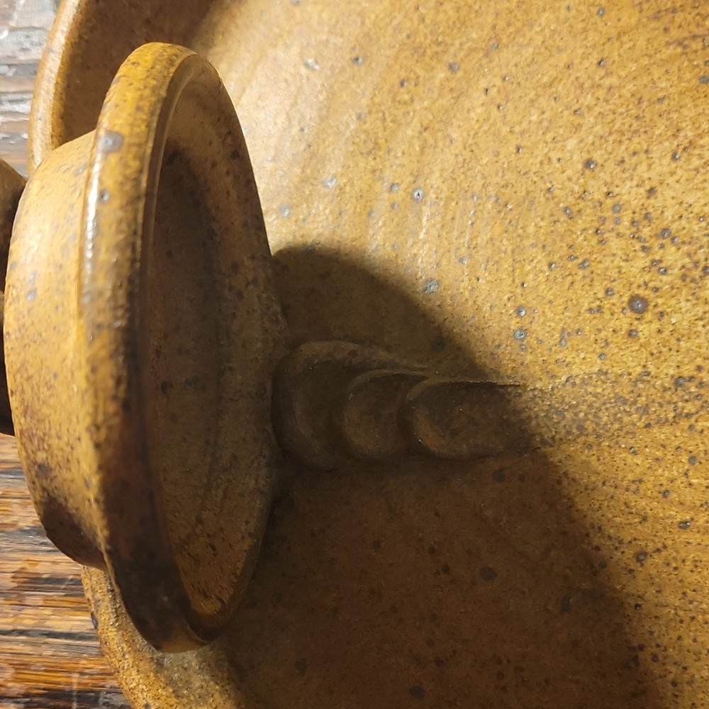 Vintage Studio Pottery Wall Pocket Candle Holder Signed Rustic Stoneware