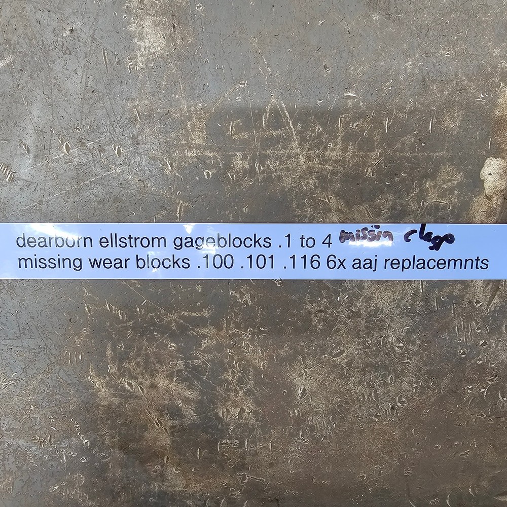 Dearborn Ellstrom .100-4" Steel Rectangular Gage Blocks Few Missing/Replacements