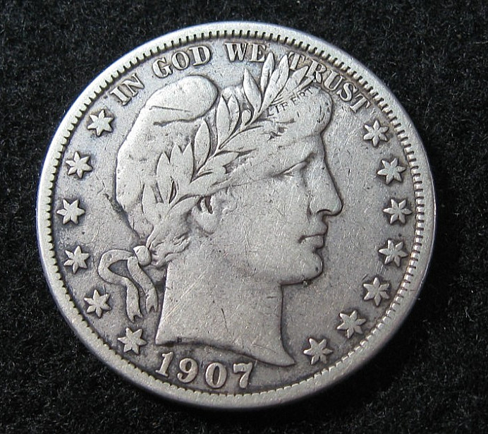 1907 o  - BARBER HALF 50c  -  VF  -  Silver