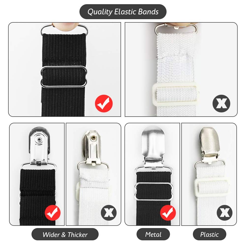 4 Pcs Adjustable Bed Sheet Straps, Fitted Sheet, Clips, Fasteners, Suspenders
