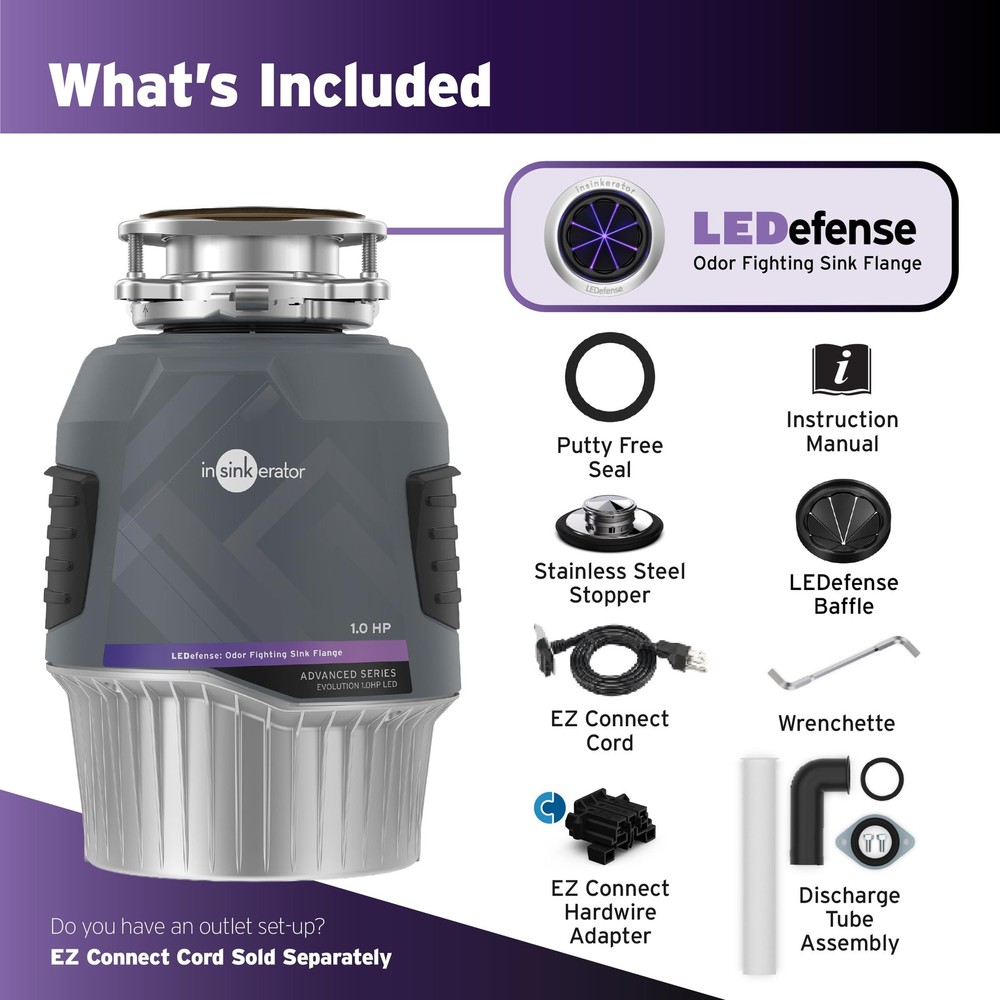 INSINKERATOR Evolution 1.0HP LED Garbage Disposal, Advanced Series Continuous...