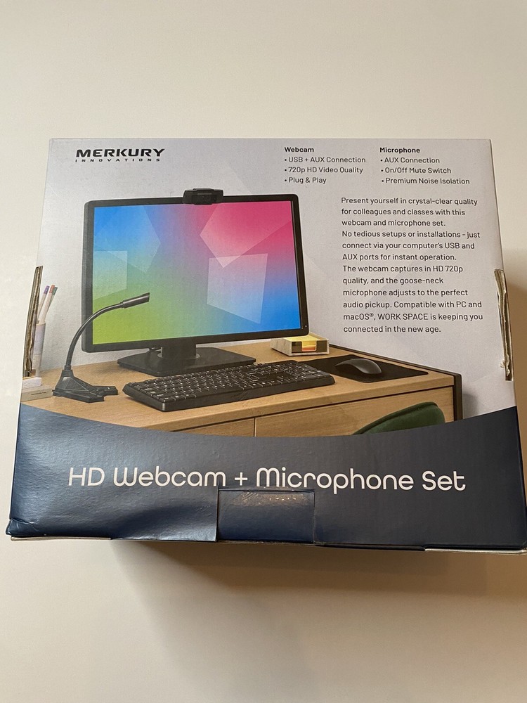 Merkury Innovations Work Space HD 720p Webcam Microphone Set USB Plug