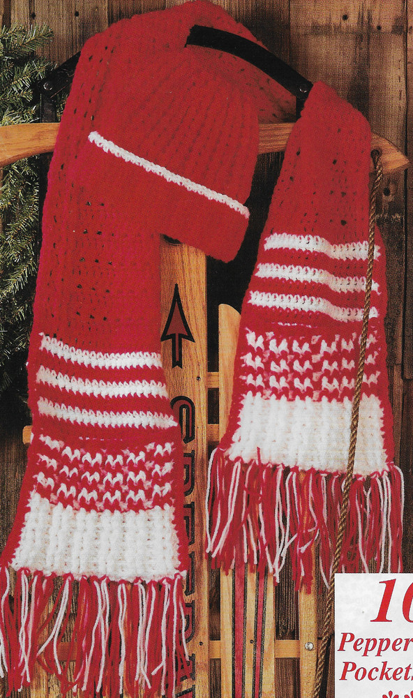Peppermint Pockets Hat & Scarf crochet pattern instructions