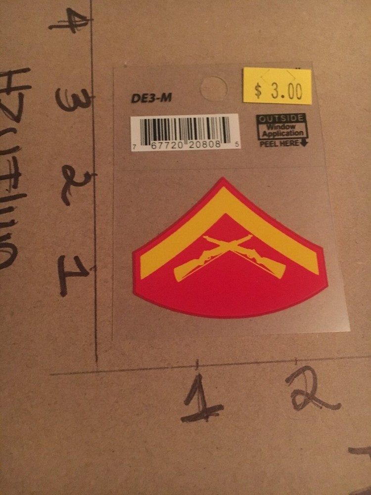USMC US Marines Lance Corporal  Window Decal (Applied outside)