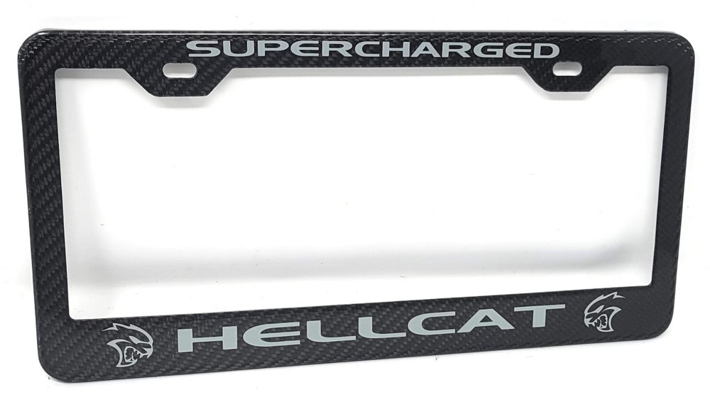 Hellcat Destroyer Grey Carbon Fiber license Plate Frame 2x2 Gloss