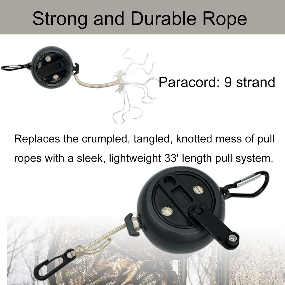 Retractable Bow Hoist Bow Pull up Rope 33Ft Bow Archery Hunting Gear Backpack Ho