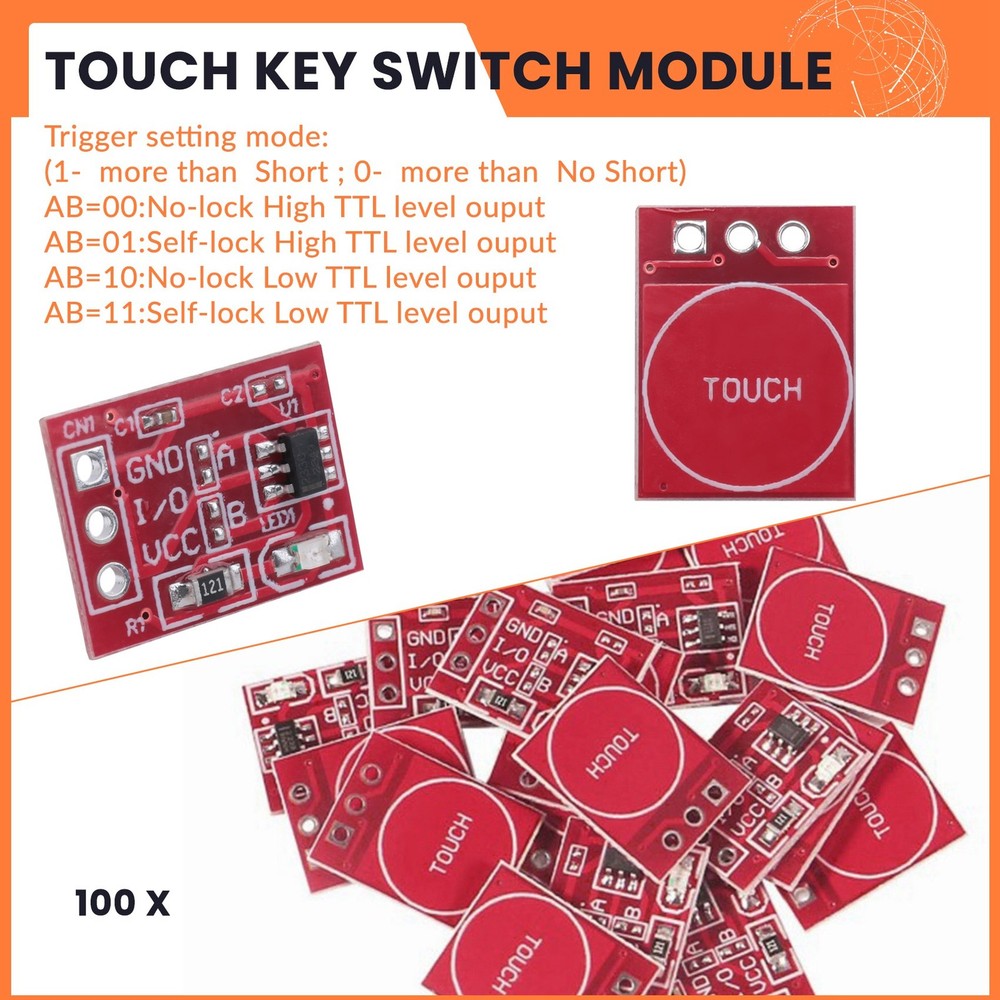 100Pcs TTP223 Key Module Touching Button Capacitor Type Single Channel8985