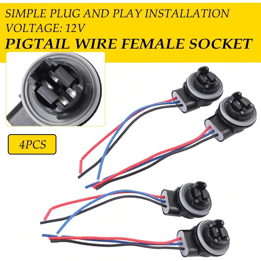 4X Universal Female Wire S Socket Pigtail 3157 Turn Harness Front Signal Park