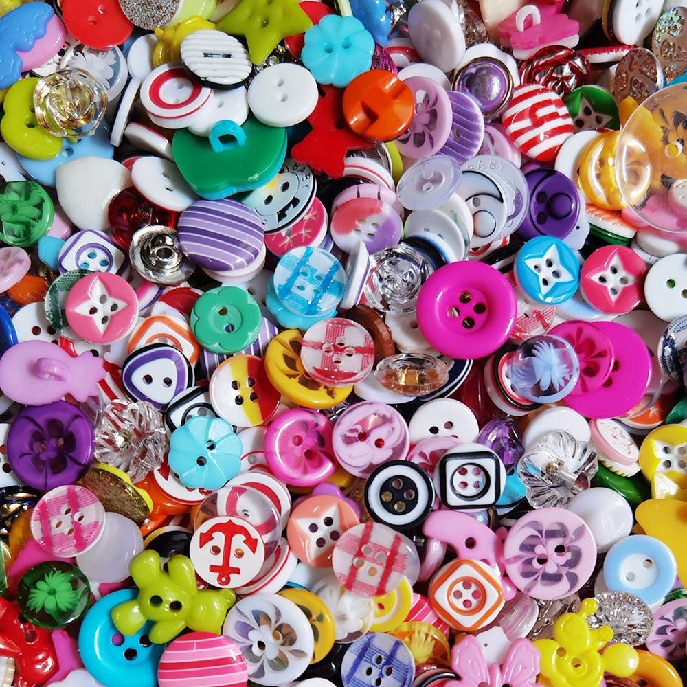 Chenkou Craft Random 100pcs Small Plastic Buttons DIY Sewing Craft Accessory ...