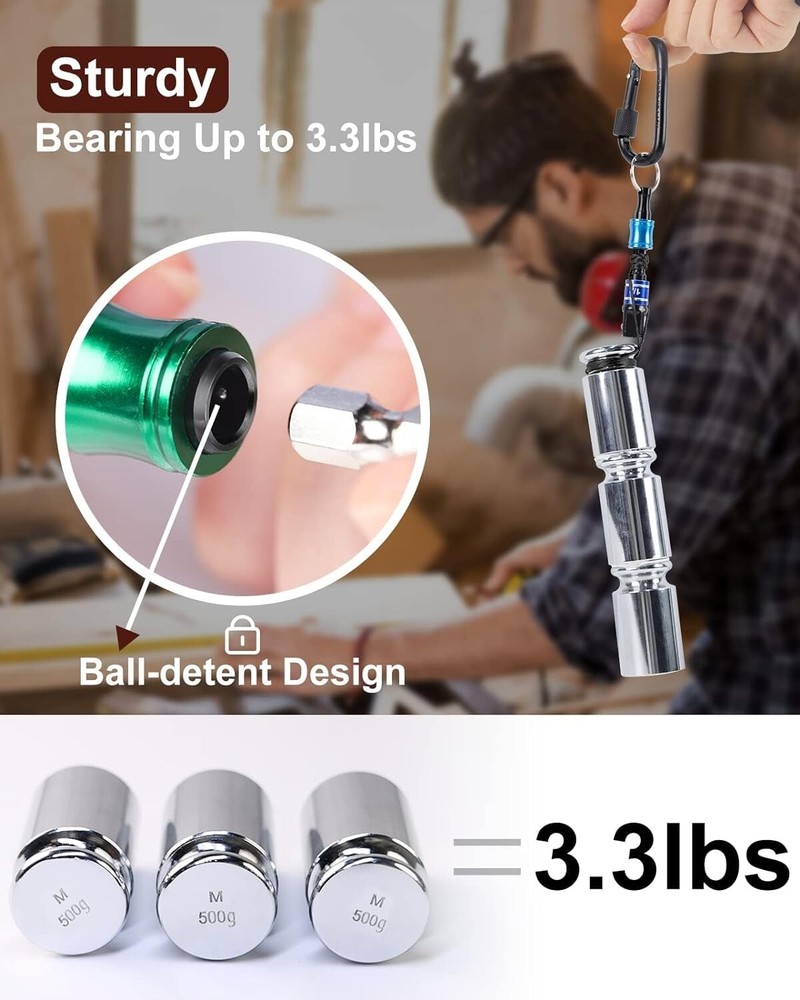 12pc Portable Bit Holder Keychain with Black Carabiner - Versatile Tool Set