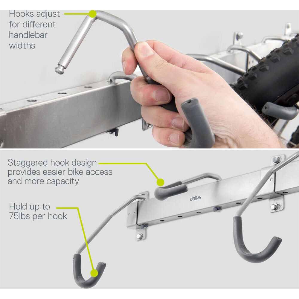 Delta Cycle Six Bike Wall Mounted Rail Rack