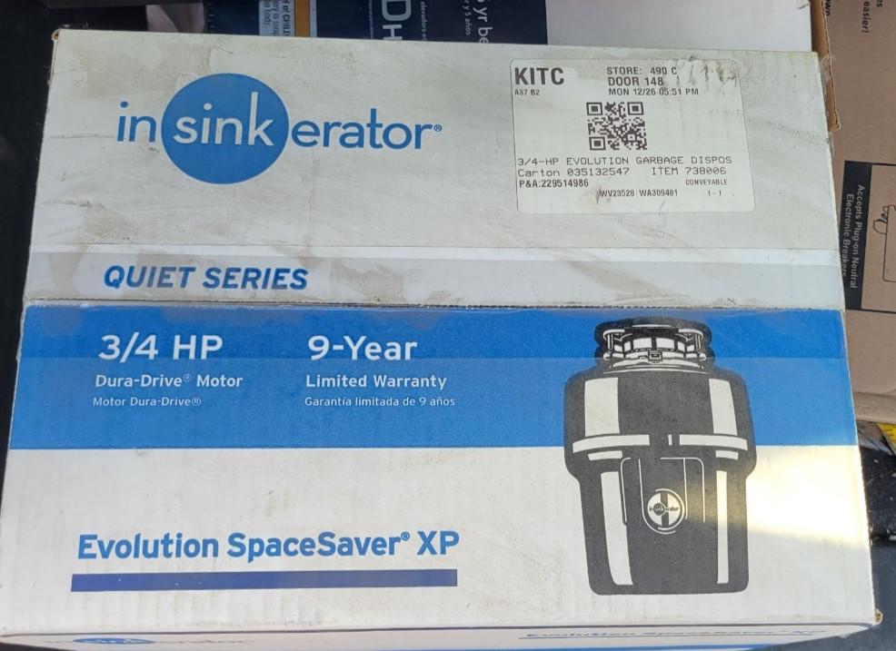 NEW InSinkErator Evolution XP 3/4 HP Continuous Feed Noise Insulation Disposal