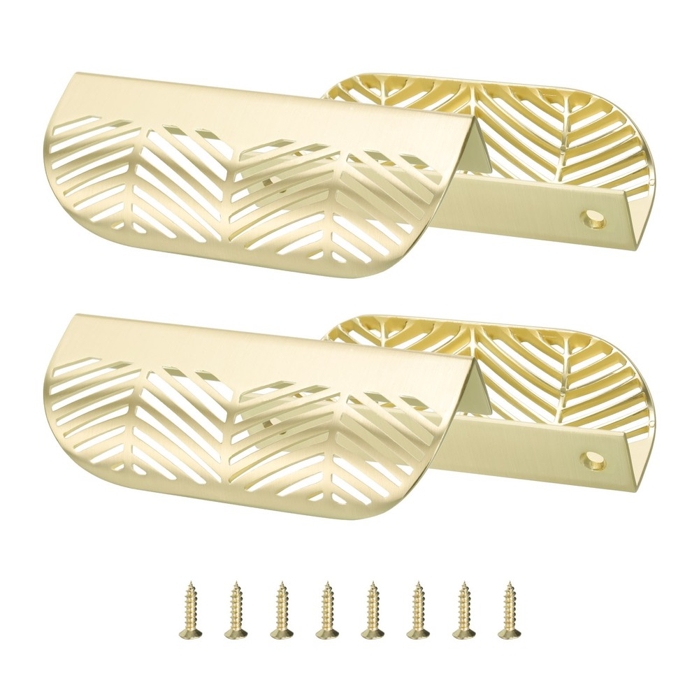 4 Pack Edge Pulls for Cabinets, Hollow Leaf Cabinet Pulls 3.7" Hole Centers