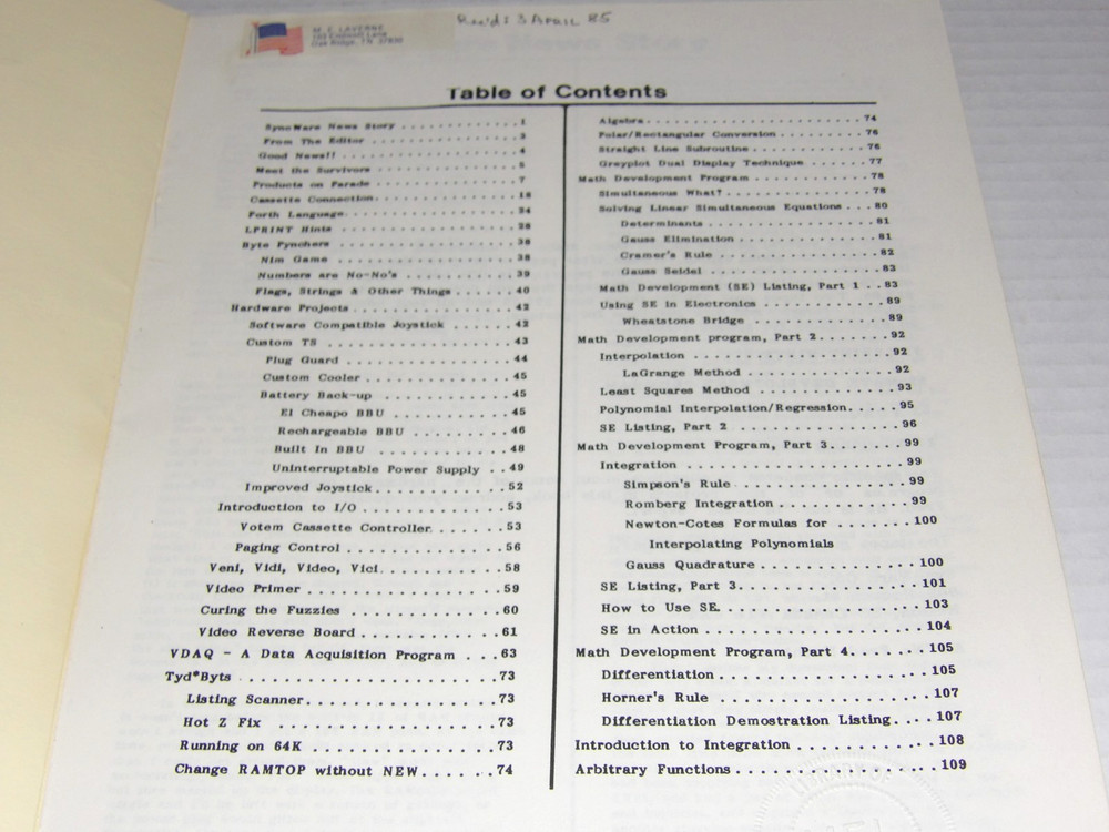 Syncware News Volume 1 Complete Timex-Sinclair Technical Journal 1983-1984